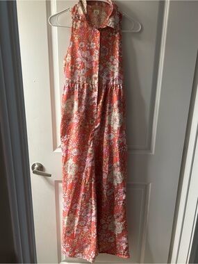 Floral Wide-Leg Jumpsuit in Coral Pink